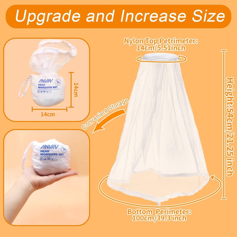 Anvin Mosquito Head Net Bug Hood for Fishing, Camping, Gardening Hat-Compatible Insect Shield Breathable Mesh Face Cover from No See Ums, Insects, Bugs(3 Pack, Upgraded One-Piece Design, White) - Image 3